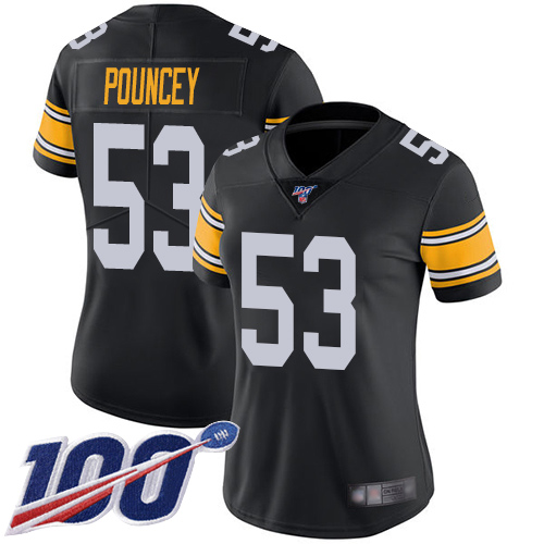 Women Pittsburgh Steelers Football 53 Limited Black Maurkice Pouncey Alternate 100th Season Vapor Untouchable Nike NFL Jersey